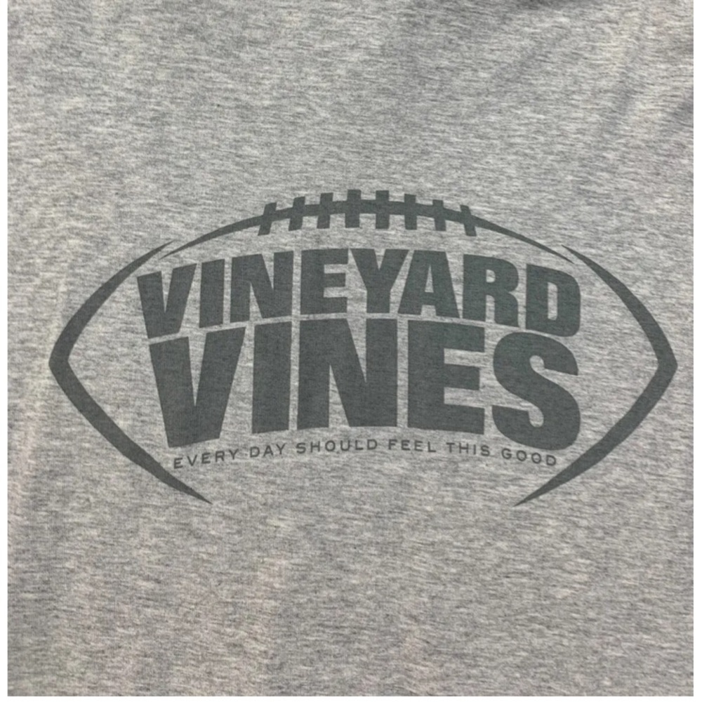 Vineyard Vines Football Long Sleeve Hoodie Tee Shirt (Men's Small) Gray